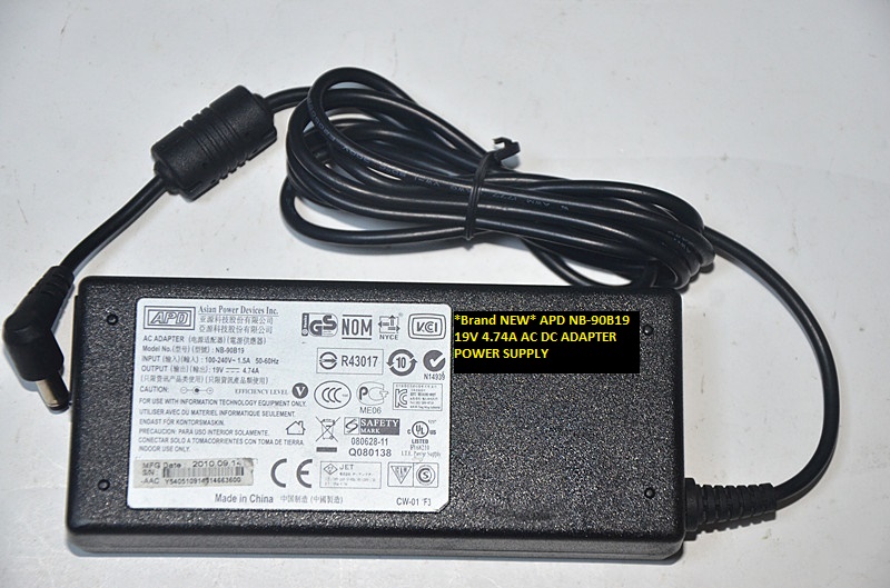 *Brand NEW* APD 19V 4.74A NB-90B19 AC DC ADAPTER POWER SUPPLY
